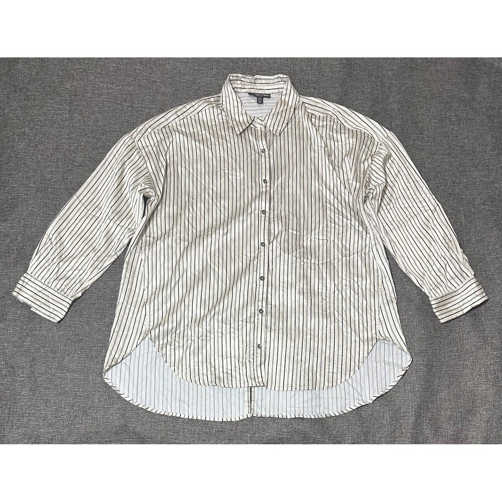 Adrienne Landau Onyx Women's‎ L Striped Long Sleeve Shirt